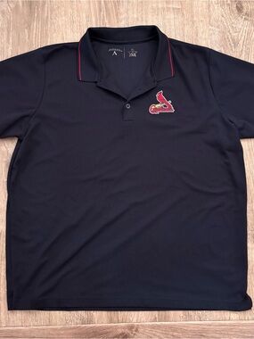 Antigua Men's Cardinals Navy Polo with Red Trim